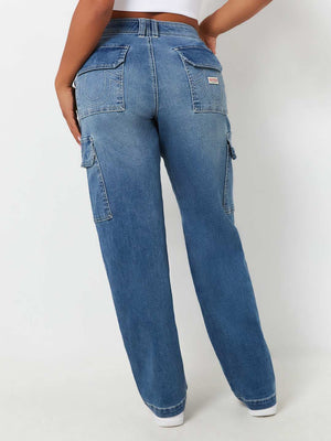 True Religion Ladies Jeans Cargo SN Straight Medium Wintry Wash-True Religion