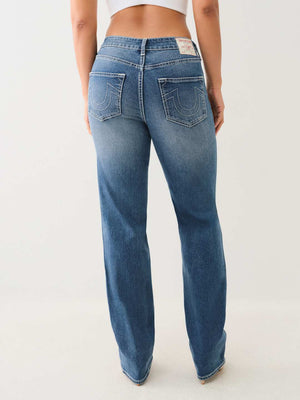 True Religion Jean Ladies Sarah SN High Rise Straight Medium Blizzard Wash-True Religion