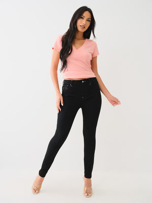 True Religion Ladies Jeans Halle SN HR Skinny Black Rinse-True Religion