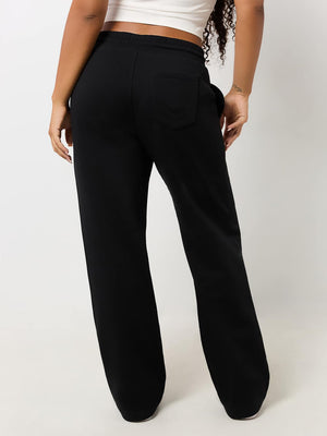 True Religion Jogger Ladies Angelic Wing Straight Leg Jet Black-True Religion