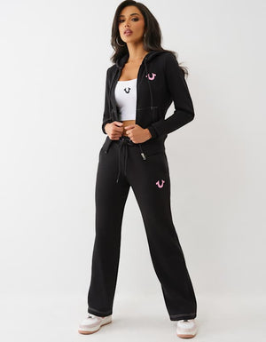 True Religion Hs Applique Zip Hoodie Jet Black