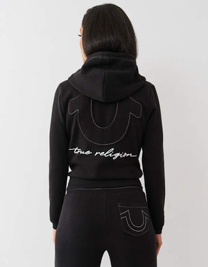 True Religion Hs Applique Zip Hoodie Jet Black