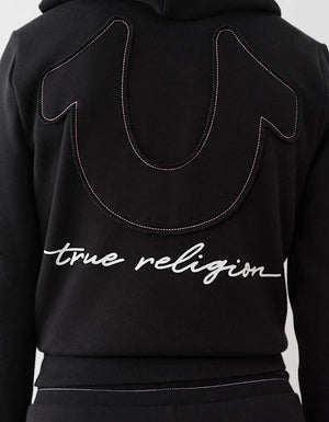 True Religion Hs Applique Zip Hoodie Jet Black