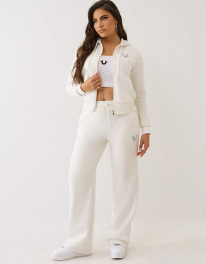 True Religion Hs Applique Zip Hoodie Winter White