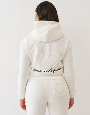True Religion Hs Applique Zip Hoodie Winter White
