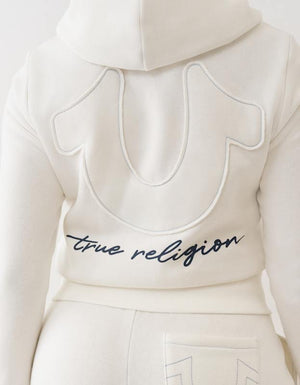 True Religion Hs Applique Zip Hoodie Winter White