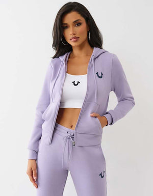 True Religion Hs Applique Zip Hoodie Heirloom Lilac