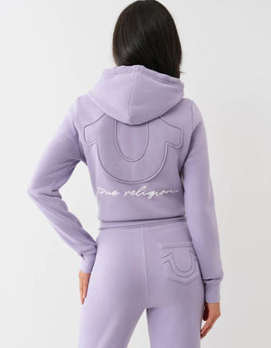 True Religion Hs Applique Zip Hoodie Heirloom Lilac