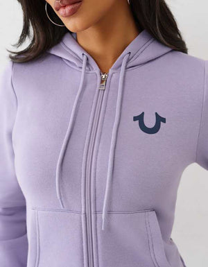 True Religion Hs Applique Zip Hoodie Heirloom Lilac