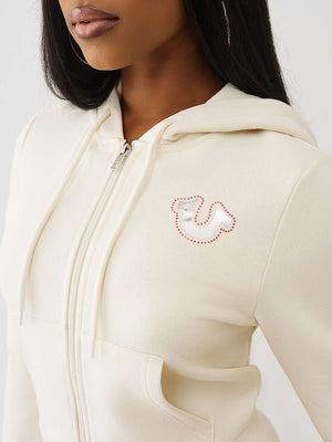 True Religion Jacket Wings Shrunken Zip Up Winter White