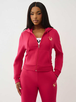 True Religion Jacket Wings Shrunken Zip Up Cerise