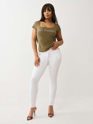 True Religion Jeans Jennie Big T Lurex Hs F Skinny Optic White