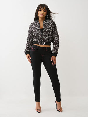 True Religion Jeans Jennie Sn Crystal Flap Skinny Rinse Black