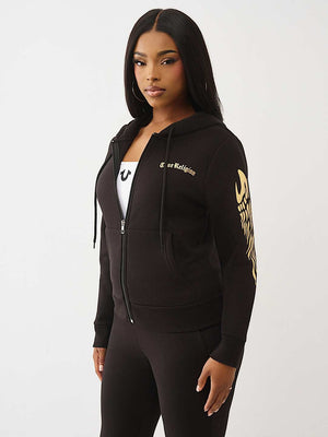 True Religion Hoodie Tr Wings Zip Up Jet Black
