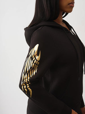 True Religion Hoodie Tr Wings Zip Up Jet Black