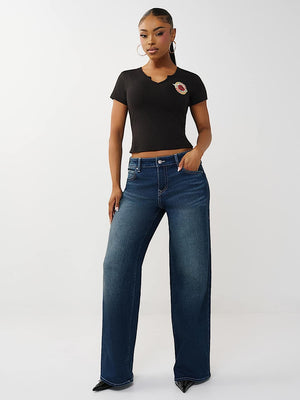 True Religion T-Shirt Tr Rose Notch Baby Jet Black