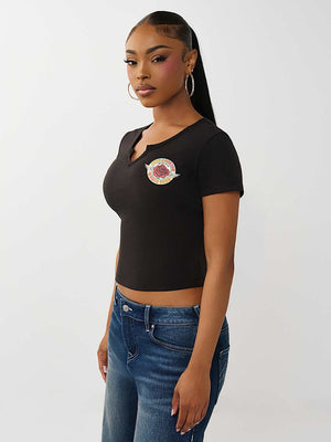 True Religion T-Shirt Tr Rose Notch Baby Jet Black