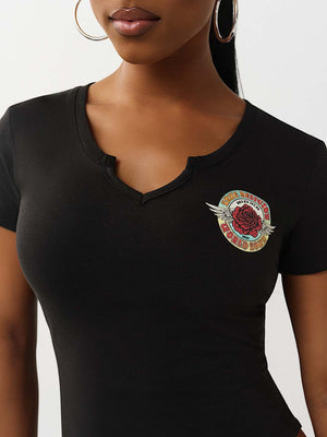 True Religion T-Shirt Tr Rose Notch Baby Jet Black