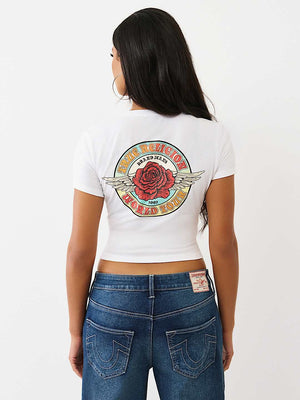 True Religion T-Shirt Tr Rose Notch Baby Optic White
