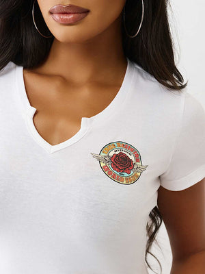 True Religion T-Shirt Tr Rose Notch Baby Optic White