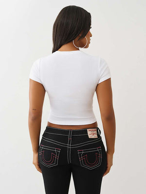 True Religion T-Shirt Hs Glitter Notch Baby Optic White