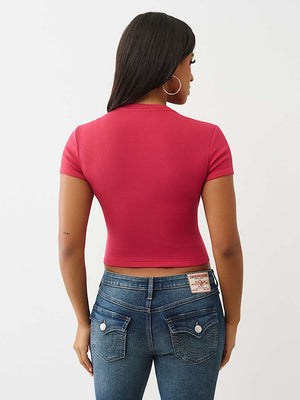 True Religion T-Shirt Hs Glitter Notch Baby Cerise
