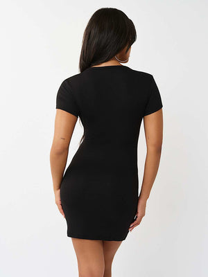 True Religion Dress Tr Wing Notch Neck Jet Black