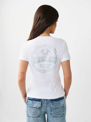 True Religion T-Shirt Iridescent Tr V Neck Optic White