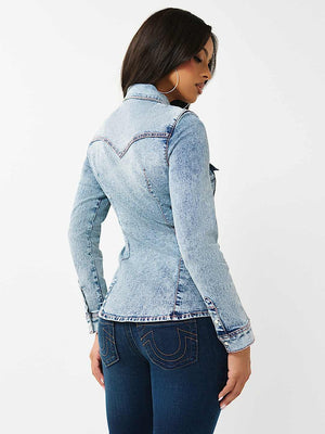 TRUE RELIGION SHIRT WESTERN DENIM LIGHT ODYSSEY WASH