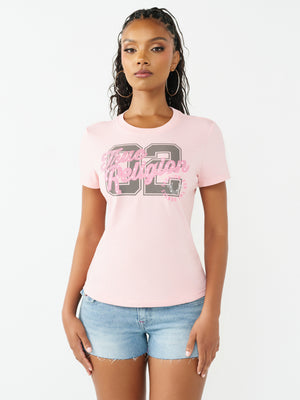 True Religion T-Shirt Crystal Hs Crew Dull Pink