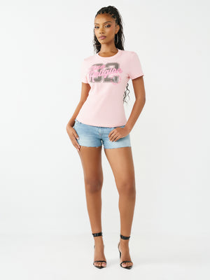True Religion T-Shirt Crystal Hs Crew Dull Pink