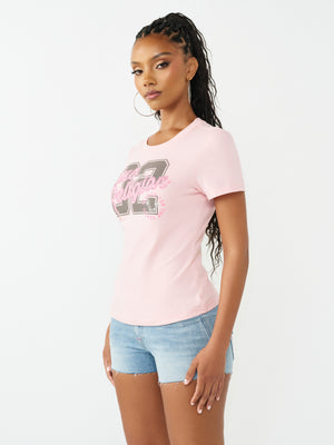 True Religion T-Shirt Crystal Hs Crew Dull Pink
