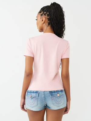 True Religion T-Shirt Crystal Hs Crew Dull Pink