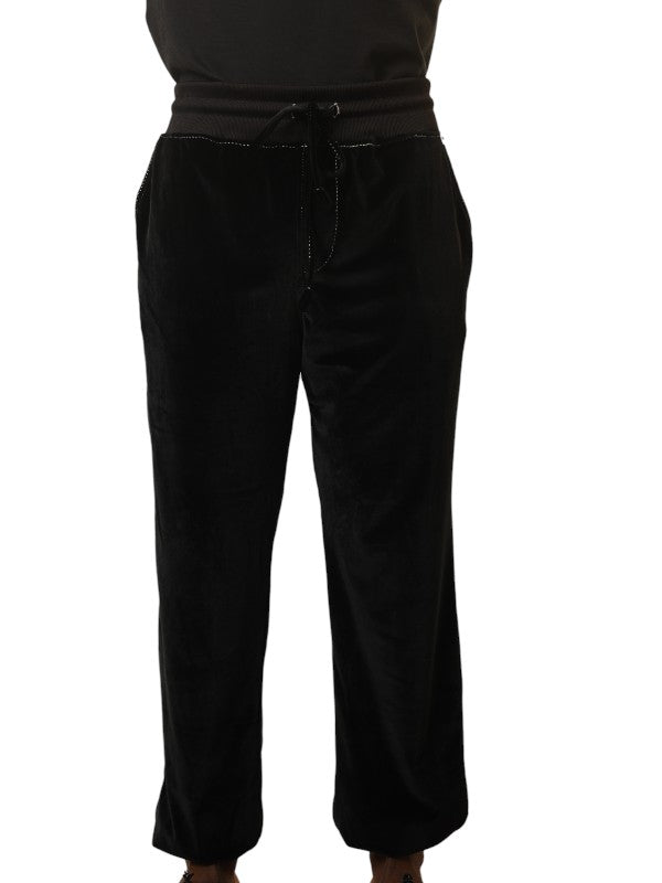 True Religion Big T Track Pants Velour Jet Black