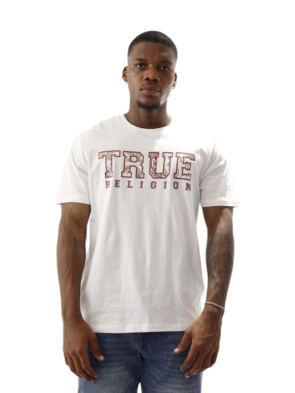 True Religion Paisley T-Shirt Flock Optic White