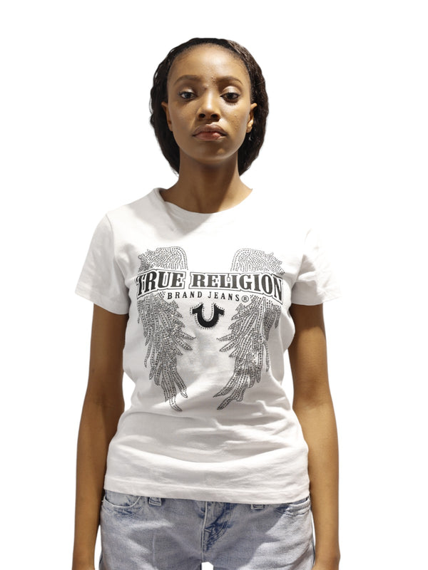 True Religion Crystal Wings T-Shirt Optic White