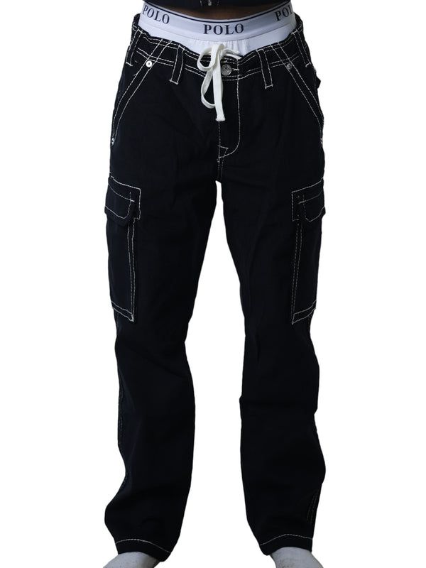 True Religion Big T Cargo Pants Corduroy Jet Black