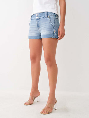 True Religion Sammy Shorts Mid Rise Big T Light Wash-True Religion