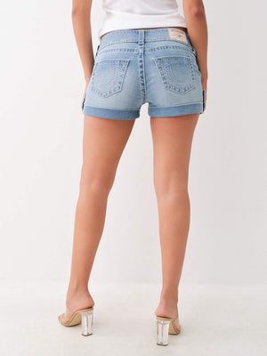 True Religion Sammy Shorts Mid Rise Big T Light Wash-True Religion