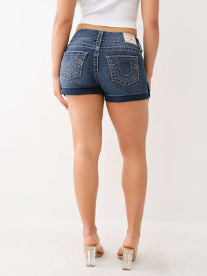 True Religion Sammy Shorts Mid Rise Big T Medium Wash-True Religion