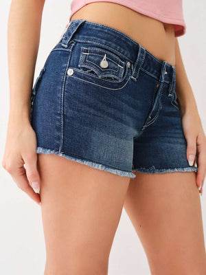 True Religion Shorts Joey Embroidered Low Rise Denim-True Religion