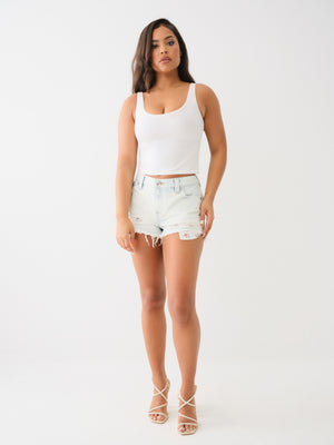 True Religion Mid Rise Shorts Booty Gal Destroyed-True Religion