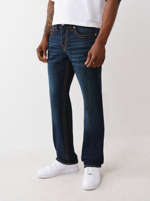 True Religion Jeans Ricky Big T Flap Straight Dark Mahogany Wood Wash