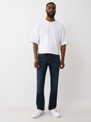 True Religion Jeans Ricky Big T Flap Straight Dark Mahogany Wood Wash