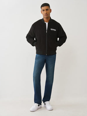 TRUE RELIGION JACKET QUILTED CORD BOMBER JET BLACK