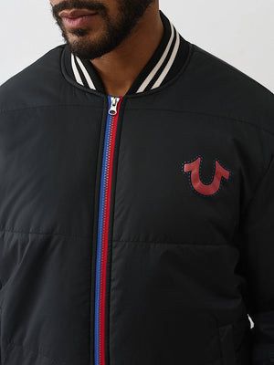 TRUE RELIGION JACKET TWO TONE PUFFER JET BLACK