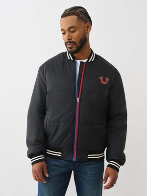 TRUE RELIGION JACKET TWO TONE PUFFER JET BLACK