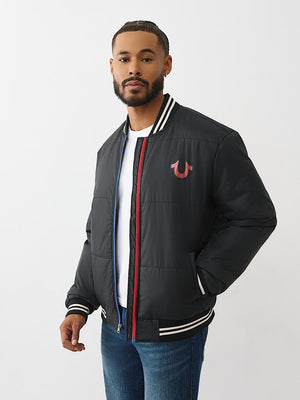 TRUE RELIGION JACKET TWO TONE PUFFER JET BLACK