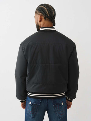 TRUE RELIGION JACKET TWO TONE PUFFER JET BLACK