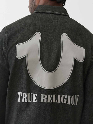 True Religion Shirt Black Chambray Logo Ls Black